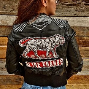 Be The Change PU leather jacket